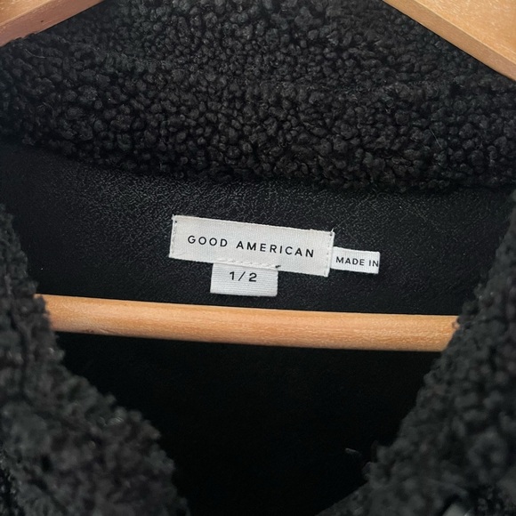 Good American‎ Contour Faux Shearling Jacket Black Sherpa Shacket Size S/M - Picture 6 of 12
